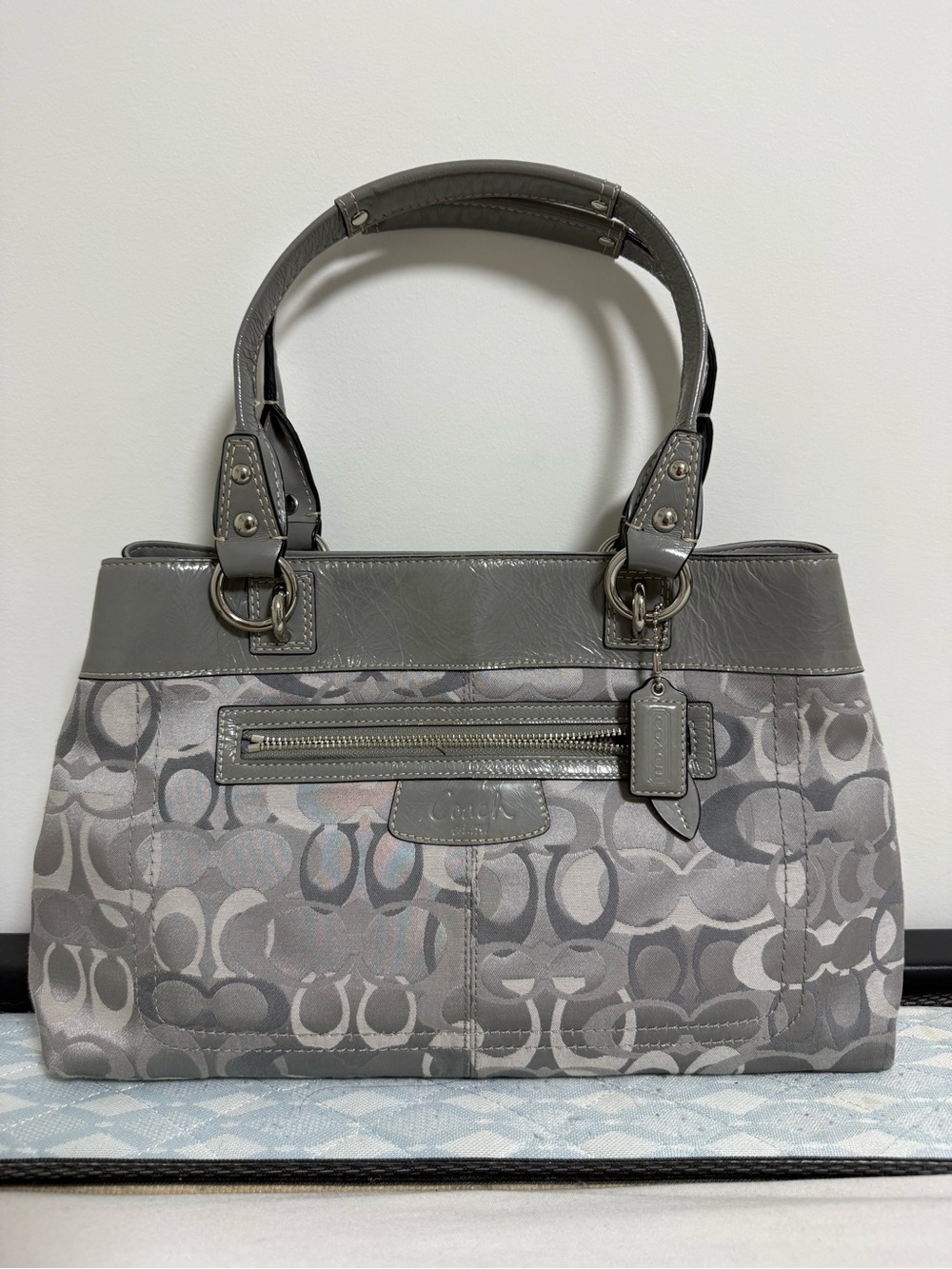 Coach Grey Signature Jacquard Shoulder Tote